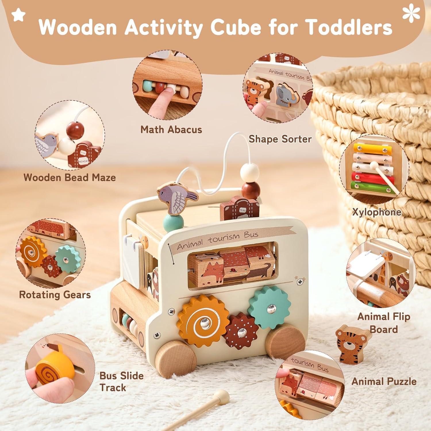 Cubo de Actividades de Madera Ikubigu 8 en 1 Educativo 0.91 kg