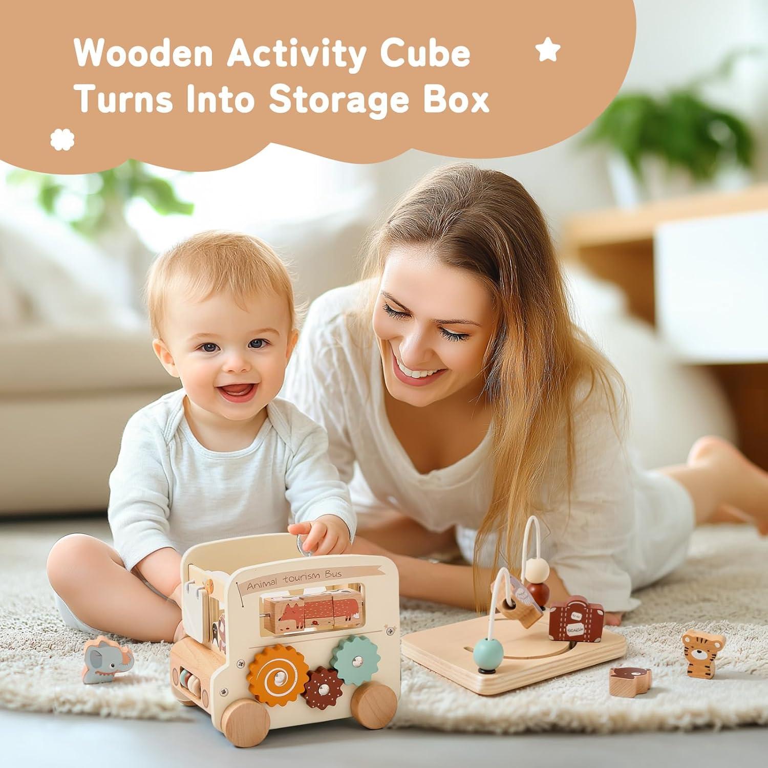 Cubo de Actividades de Madera Ikubigu 8 en 1 Educativo 0.91 kg