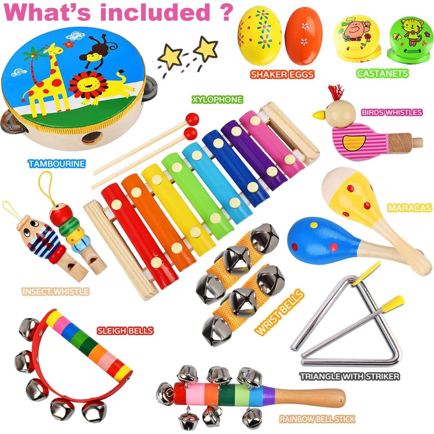 Juego de Instrumentos Musicales INLAIER 20 Piezas para Niños