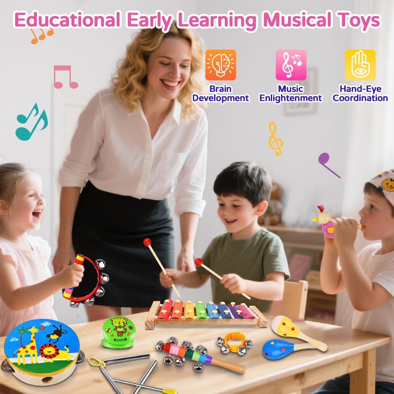 Juego de Instrumentos Musicales INLAIER 20 Piezas para Niños