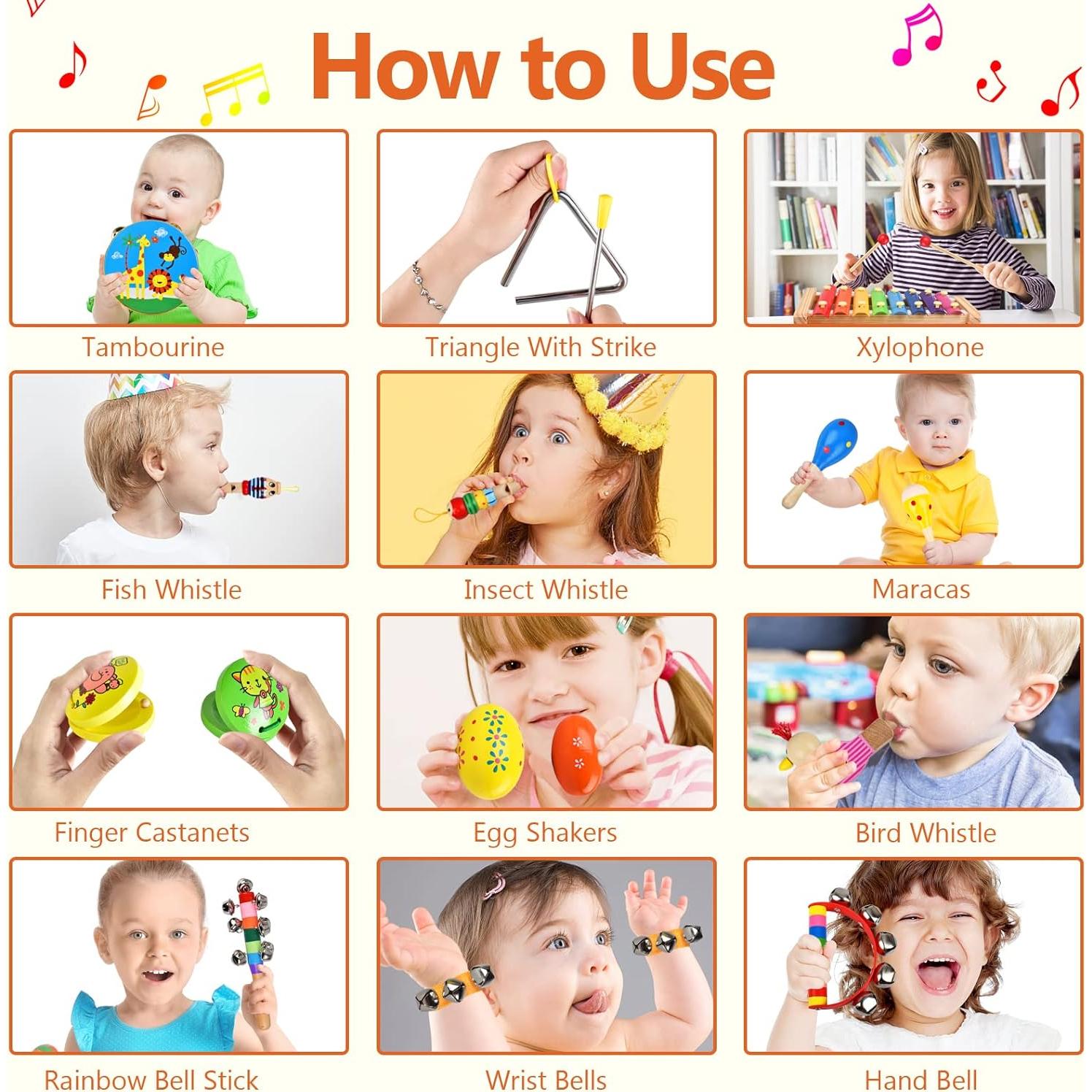 Juego de Instrumentos Musicales INLAIER 20 Piezas para Niños