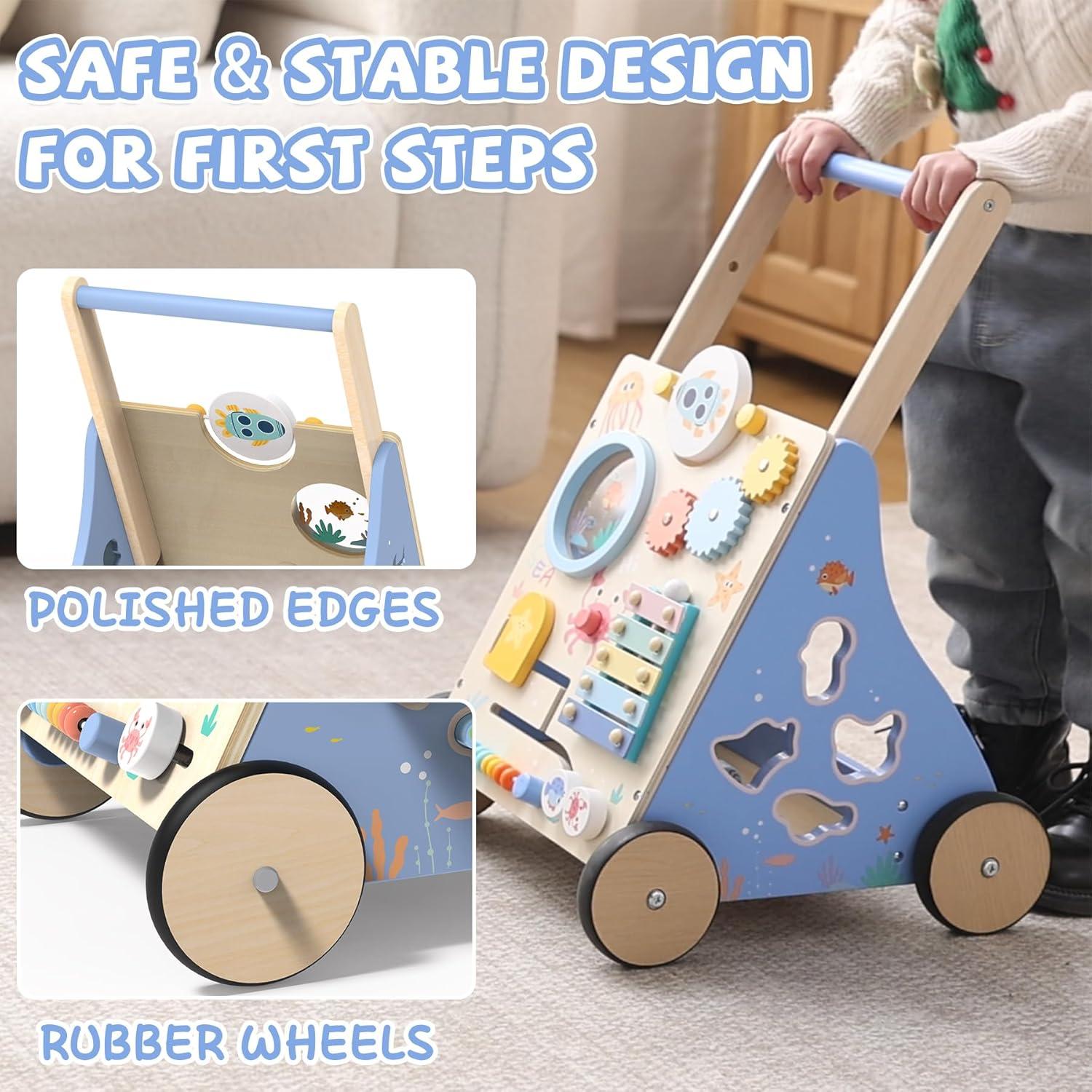 Andador de Madera Temático Océano con Centro de Actividades