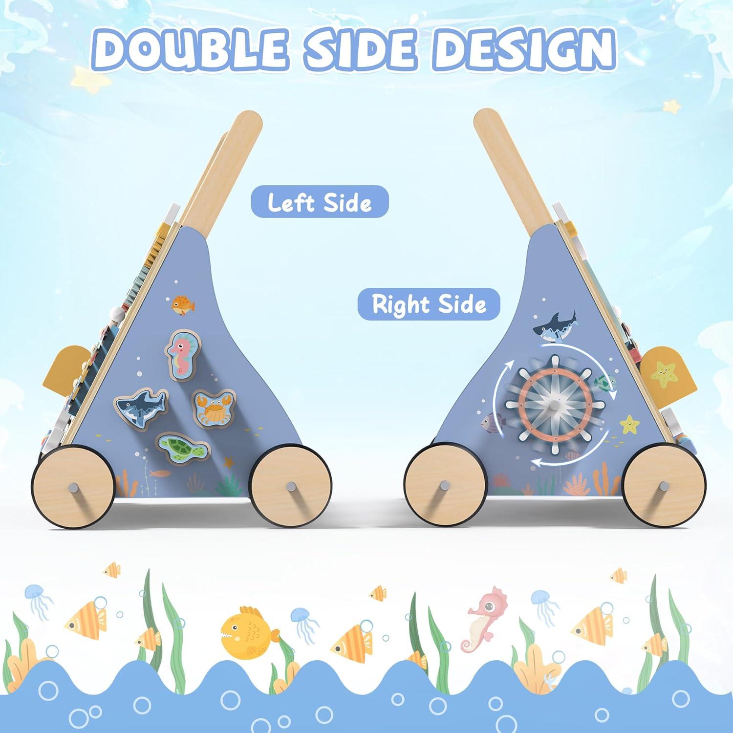 Andador de Madera Temático Océano con Centro de Actividades