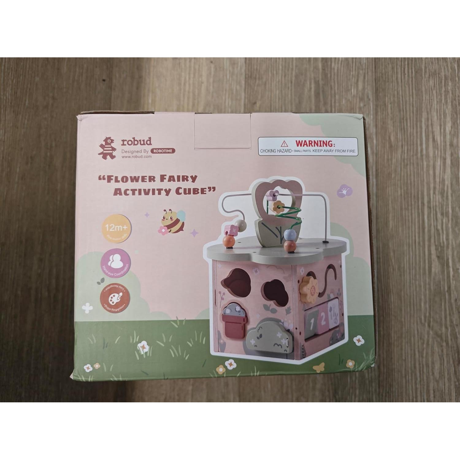 Cubo de Actividades de Madera ROBUD con 7 Áreas Interactivas