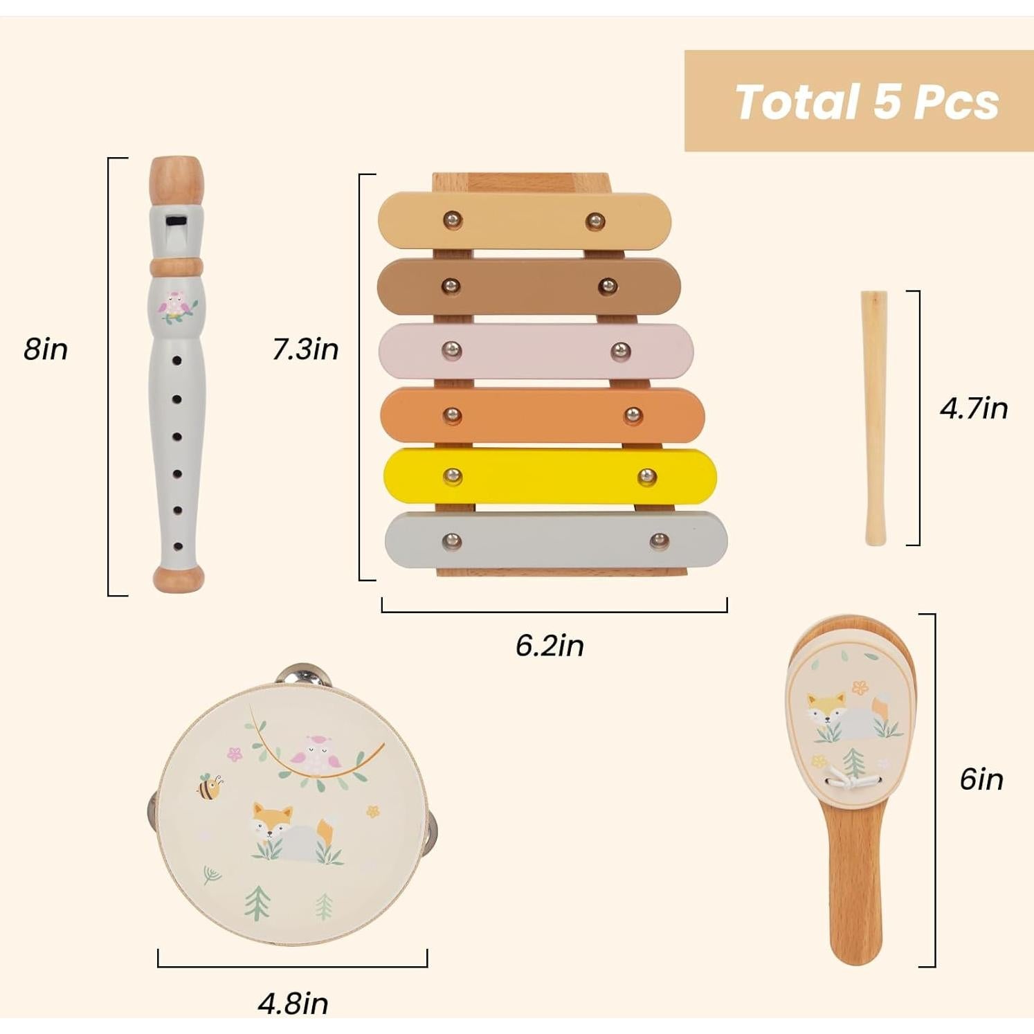 Juego de Instrumentos Musicales de Madera WOODENFUN para Niños