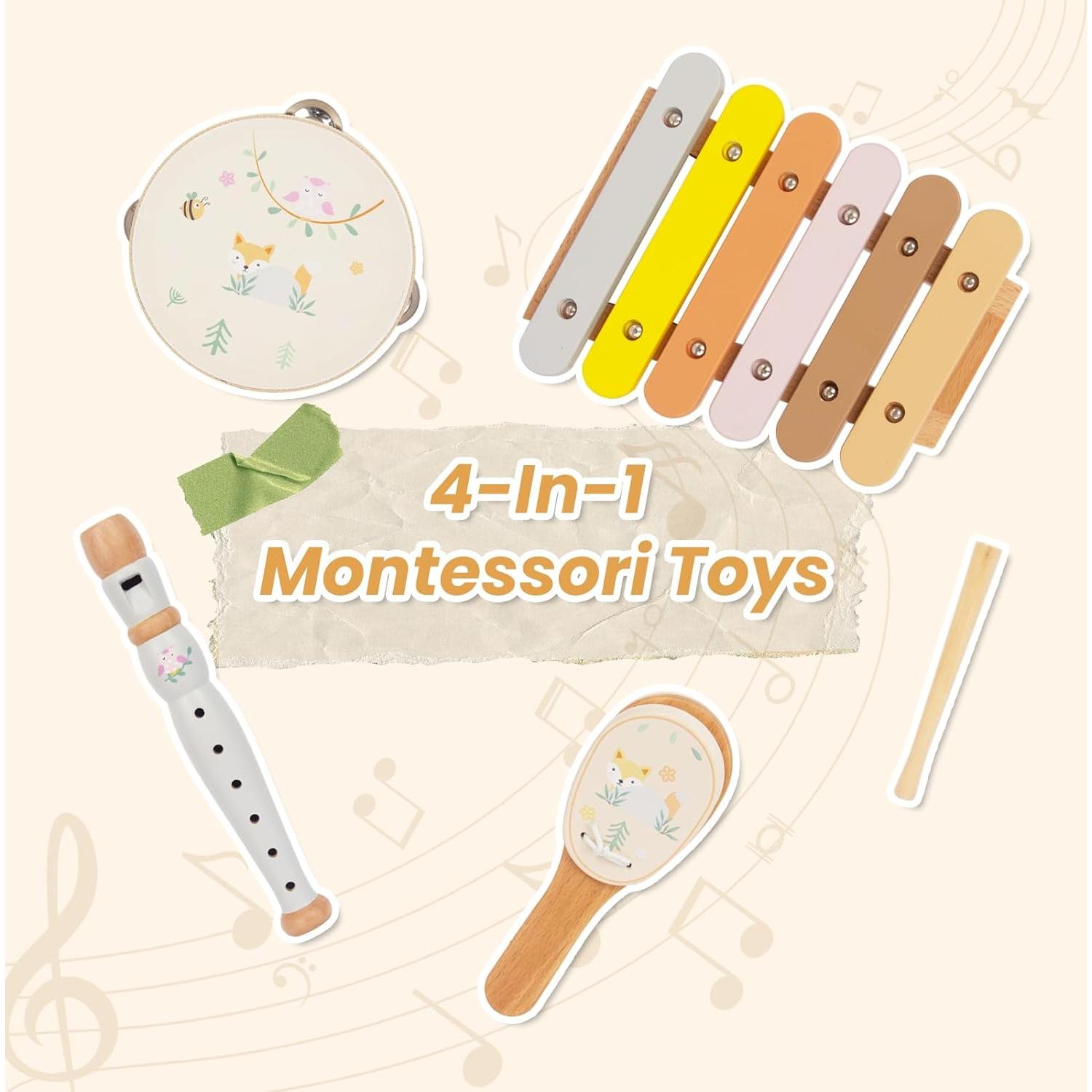 Juego de Instrumentos Musicales de Madera WOODENFUN para Niños