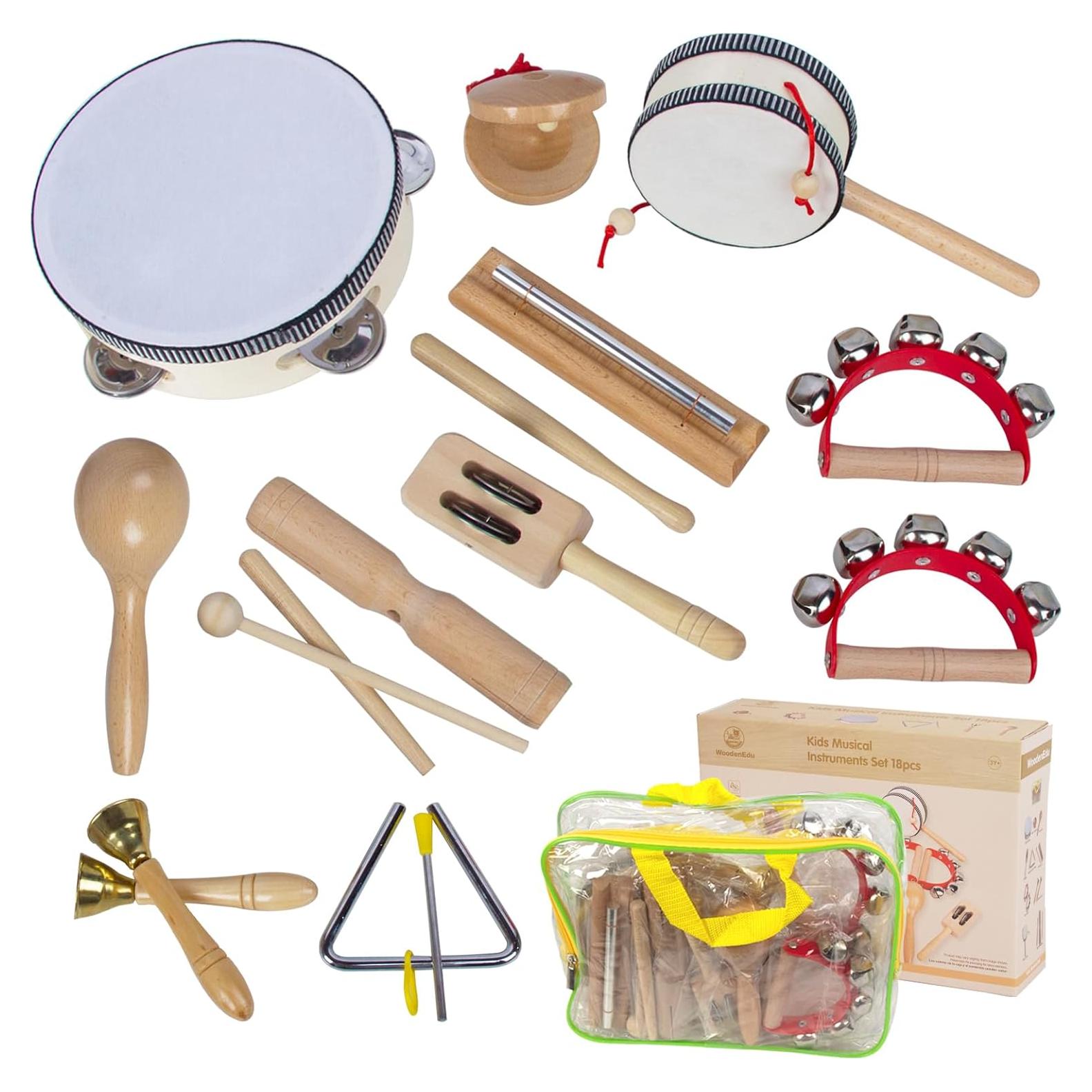Juego de Instrumentos Musicales de Madera KIDSTOYLAND 16 Piezas