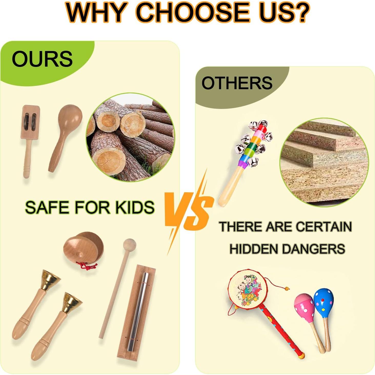 Juego de Instrumentos Musicales de Madera KIDSTOYLAND 16 Piezas