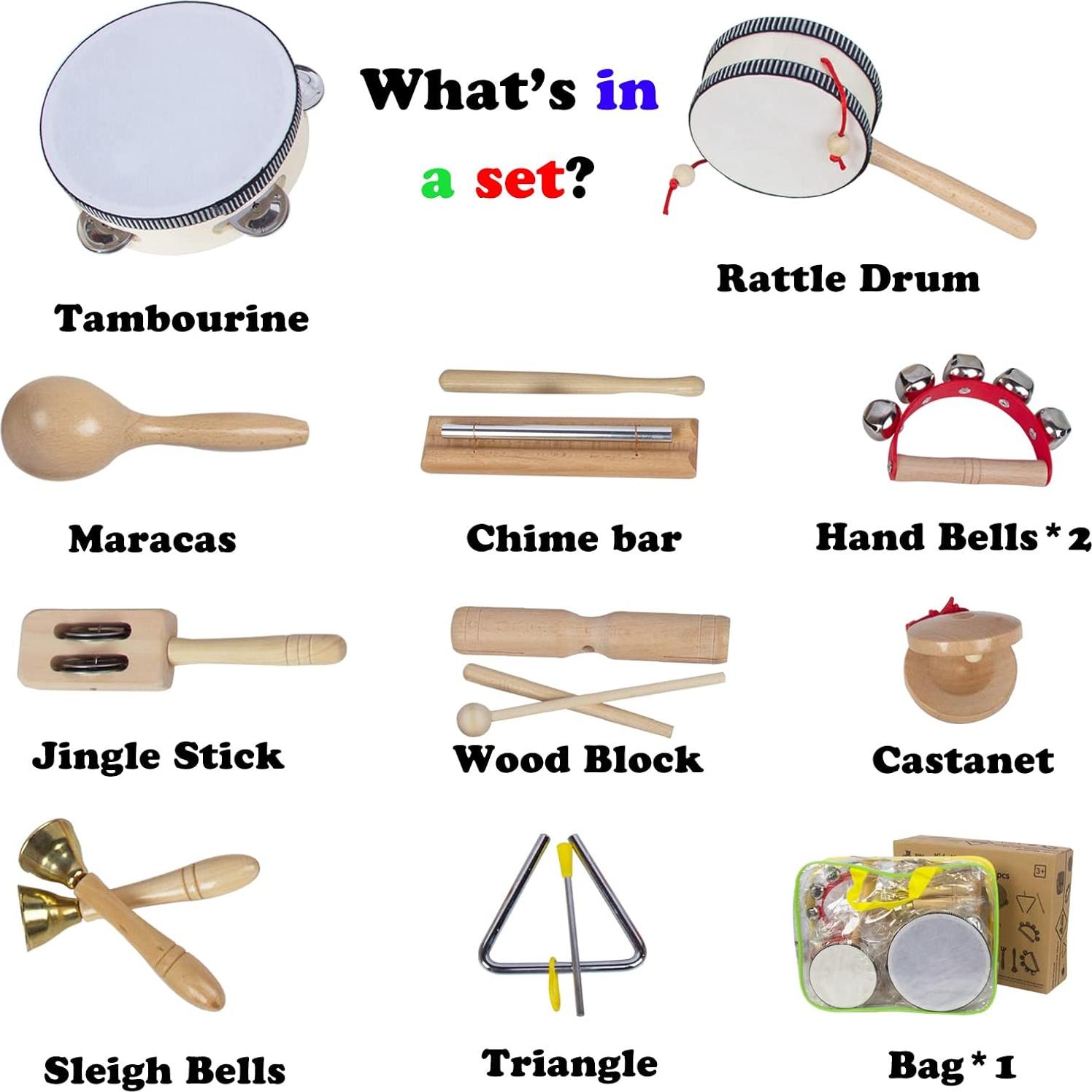 Juego de Instrumentos Musicales de Madera KIDSTOYLAND 16 Piezas