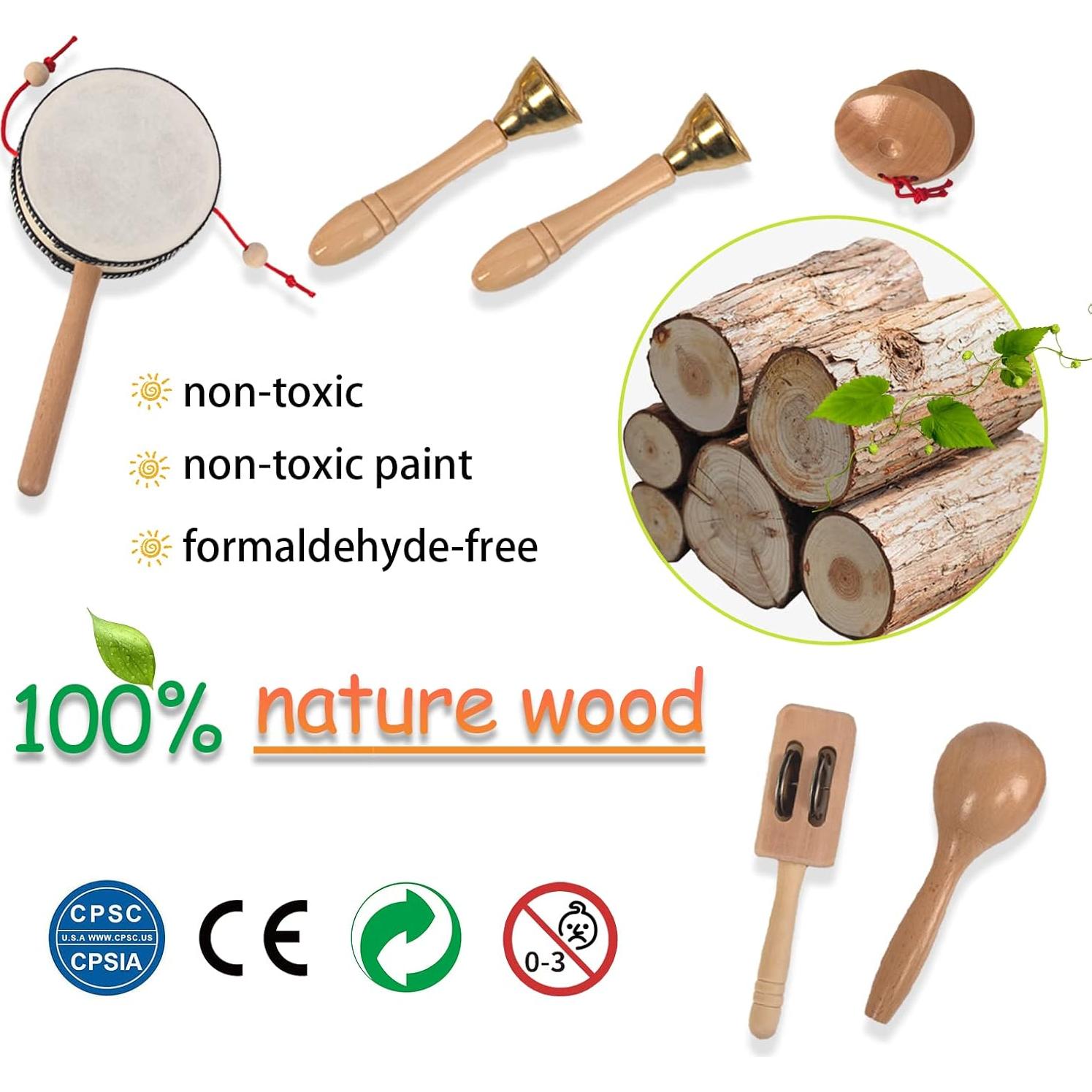 Juego de Instrumentos Musicales de Madera KIDSTOYLAND 16 Piezas