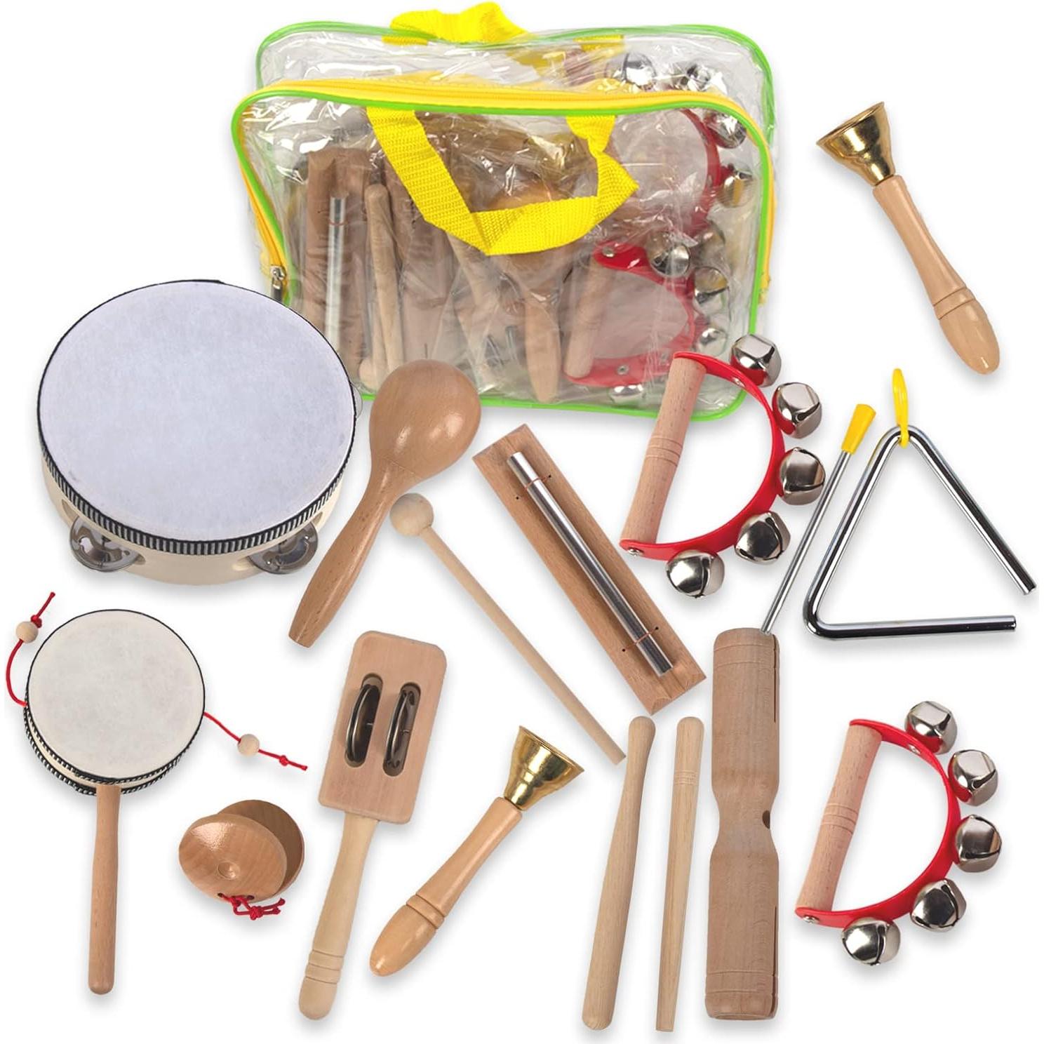 Juego de Instrumentos Musicales de Madera KIDSTOYLAND 16 Piezas