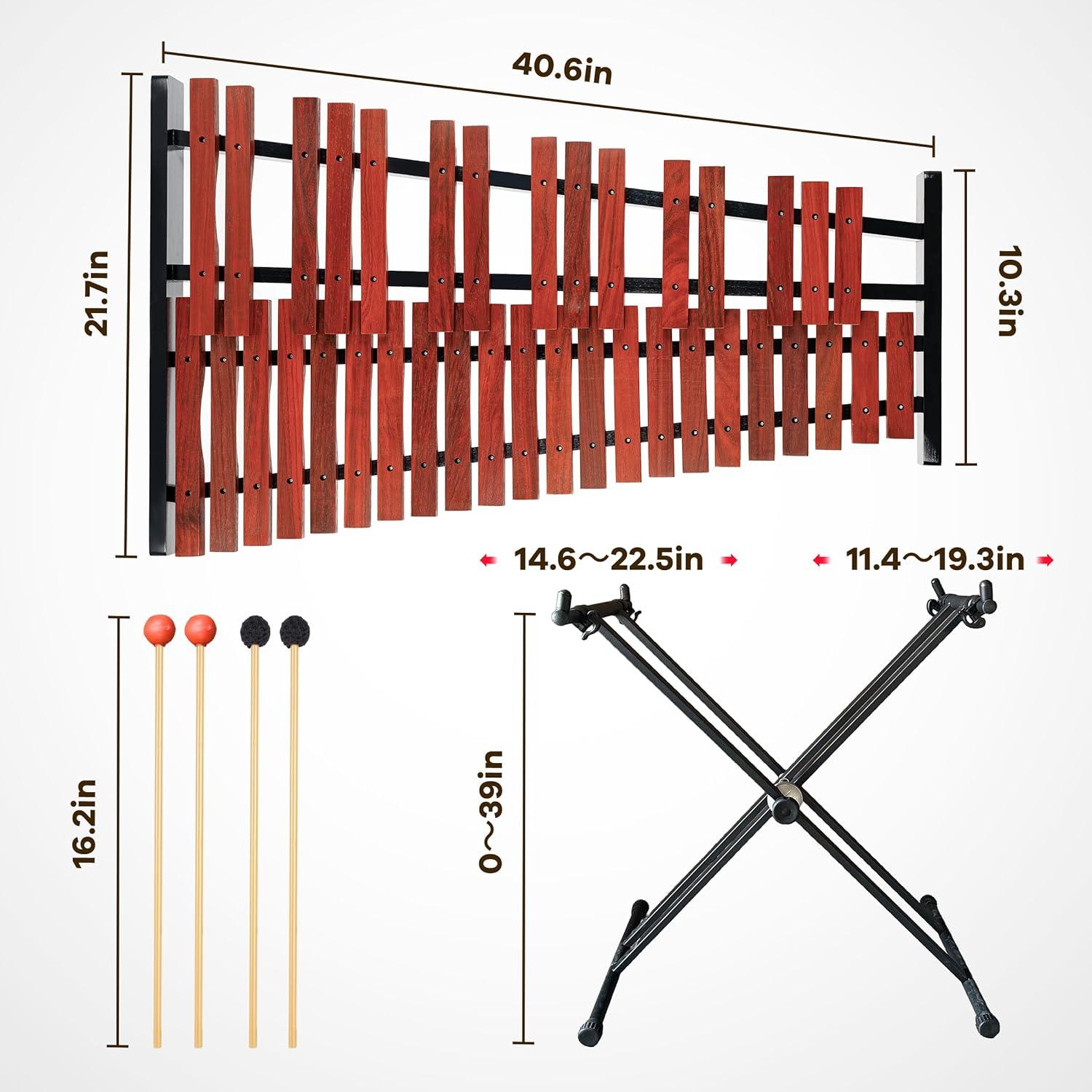 Xilófono Profesional LyricLight 37 Notas de Madera con Soporte