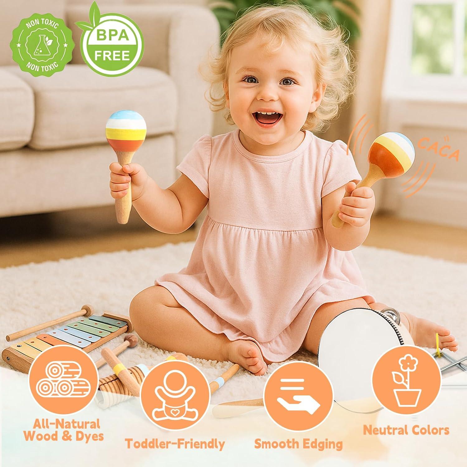 Set de Instrumentos Musicales Montessori 8 Piezas para Bebés