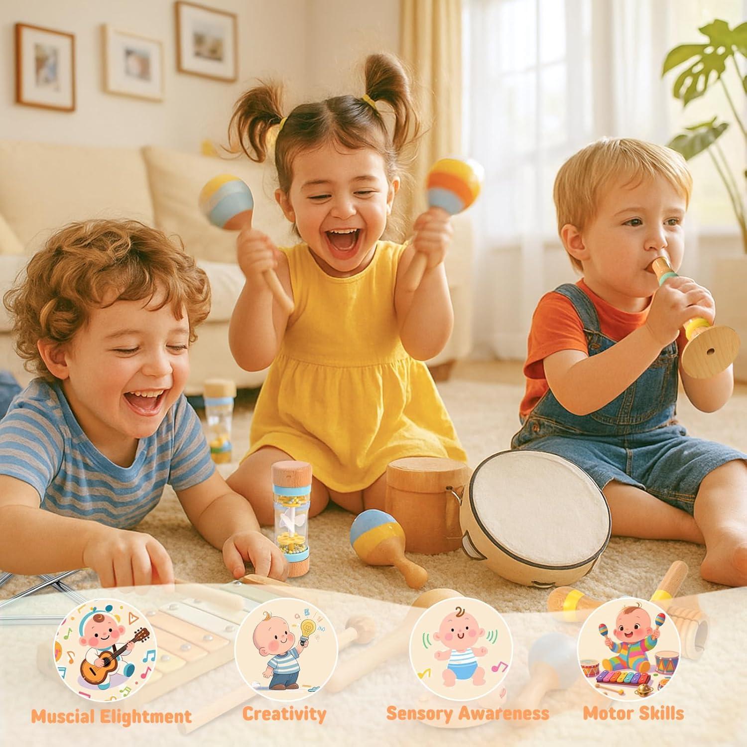 Set de Instrumentos Musicales Montessori 8 Piezas para Bebés