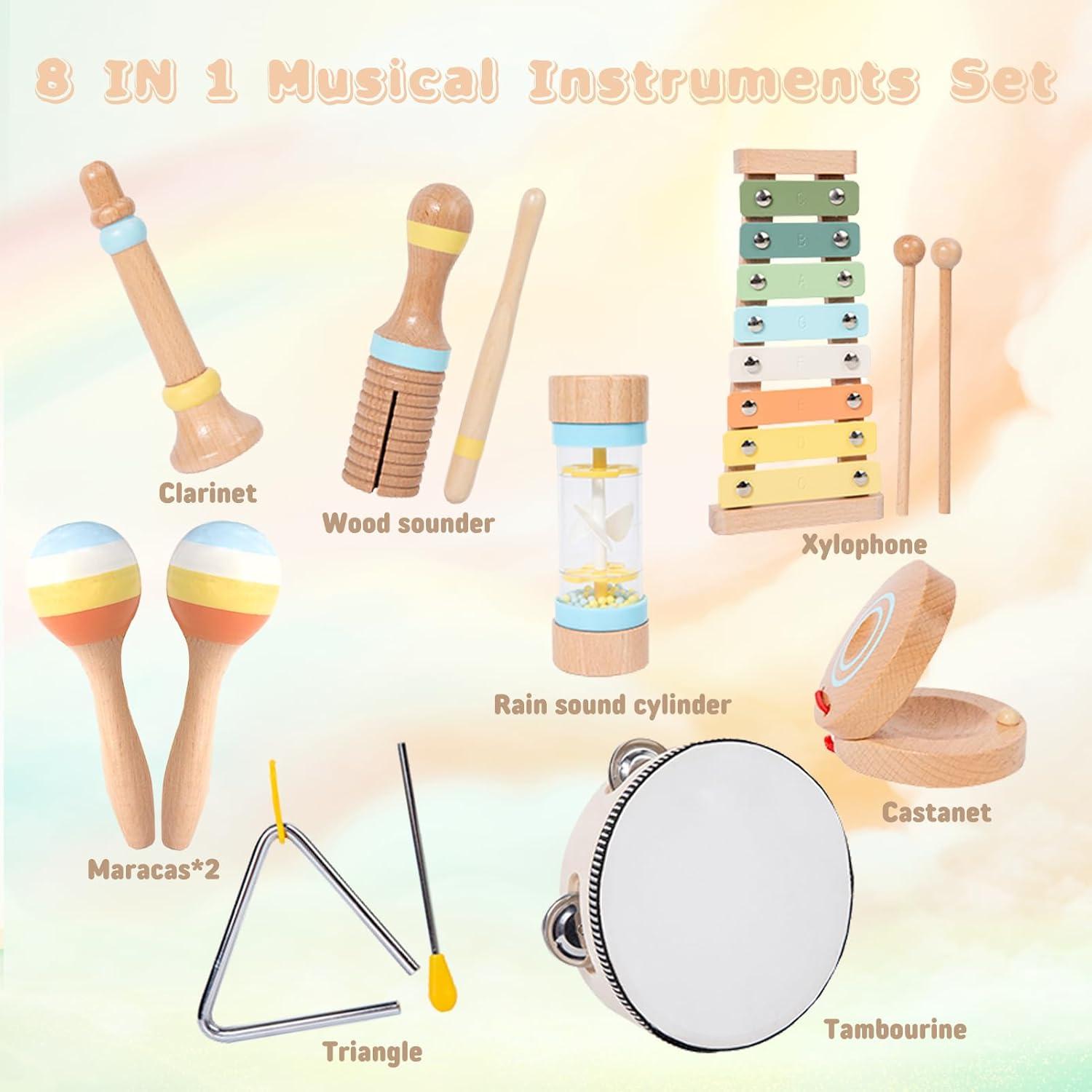 Set de Instrumentos Musicales Montessori 8 Piezas para Bebés