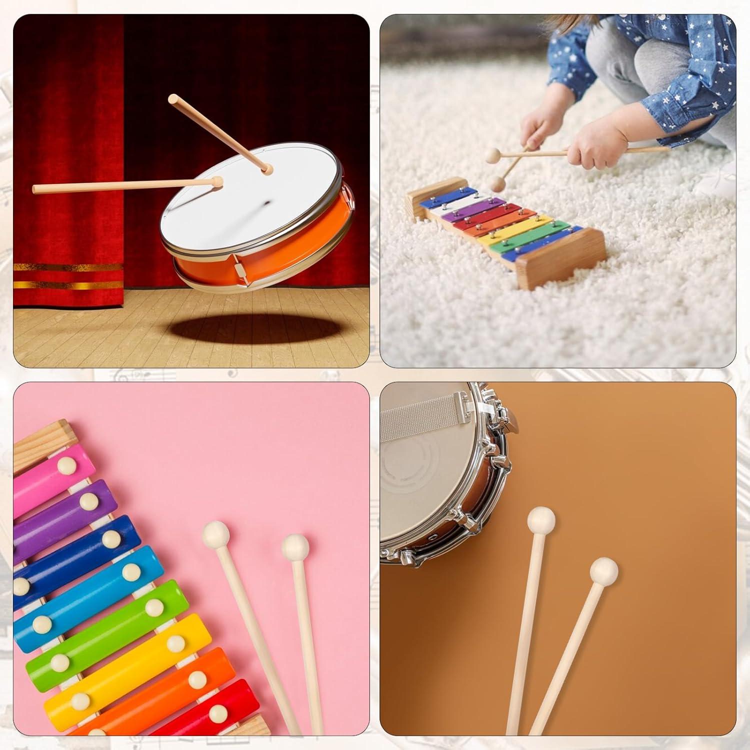 Mallets de Percusión de Madera Haya 19 cm - 2 Piezas