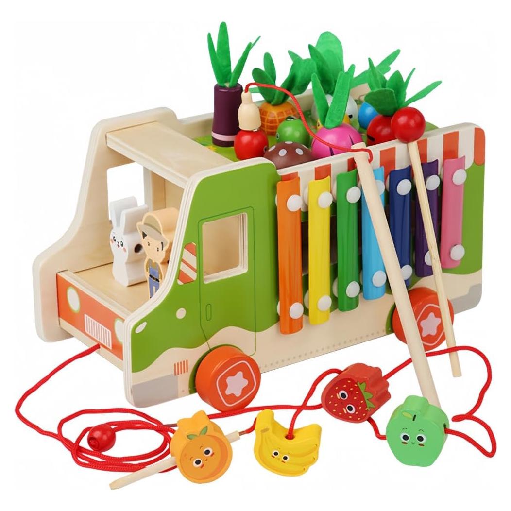 Carrito de Frutas y Verduras de Madera YUNHE para Niños 3+