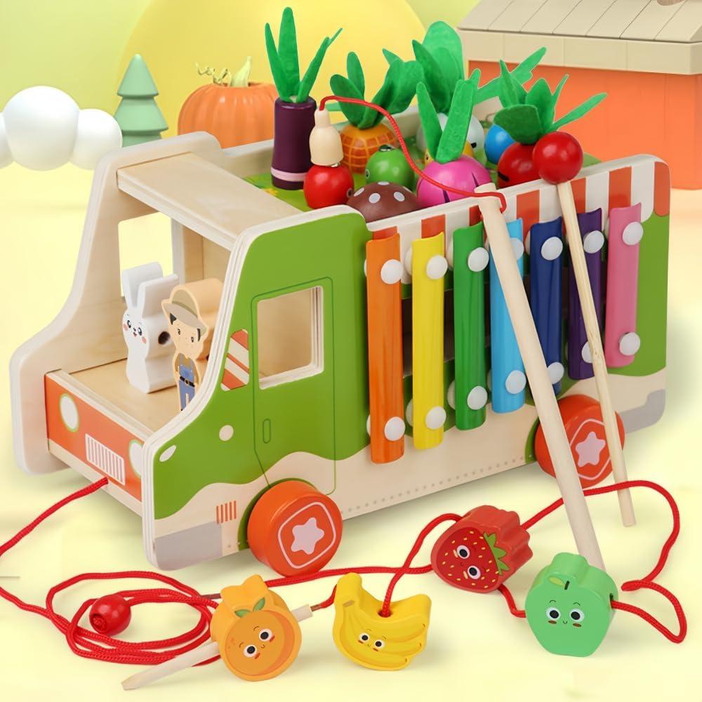 Carrito de Frutas y Verduras de Madera YUNHE para Niños 3+