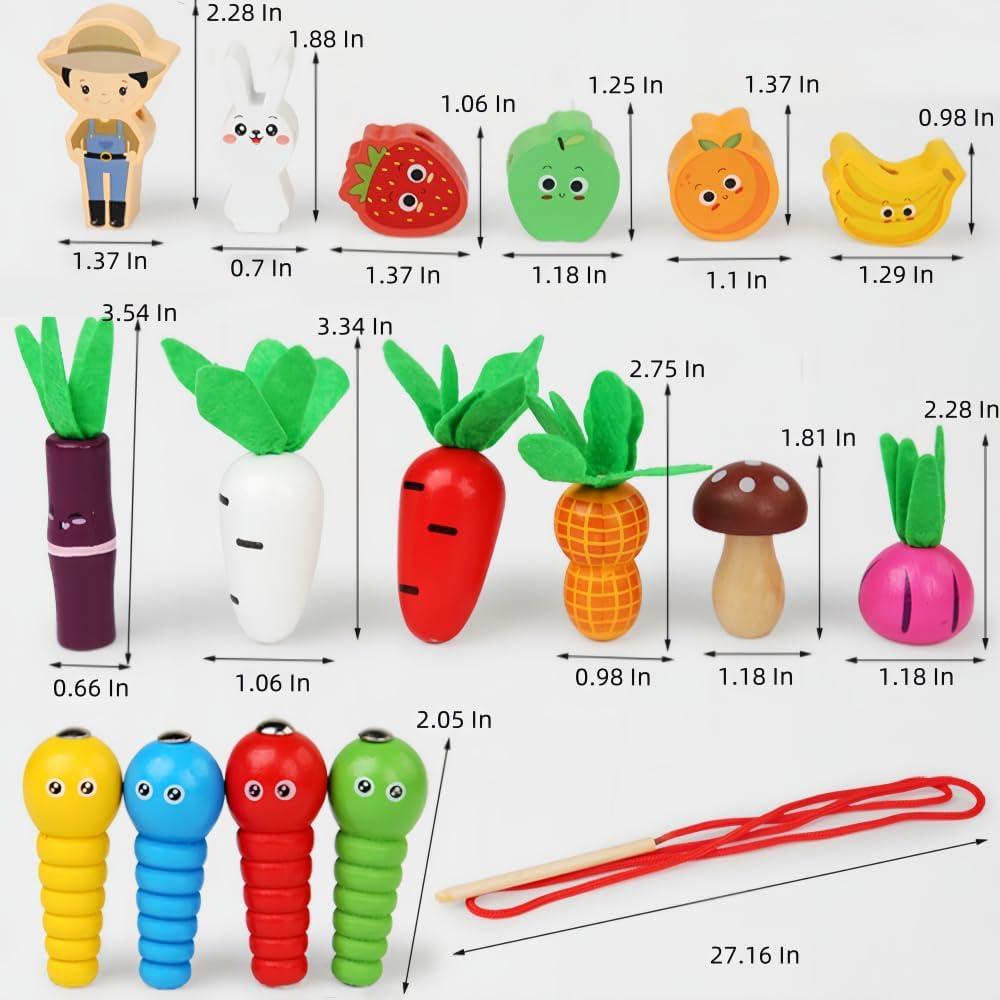 Carrito de Frutas y Verduras de Madera YUNHE para Niños 3+