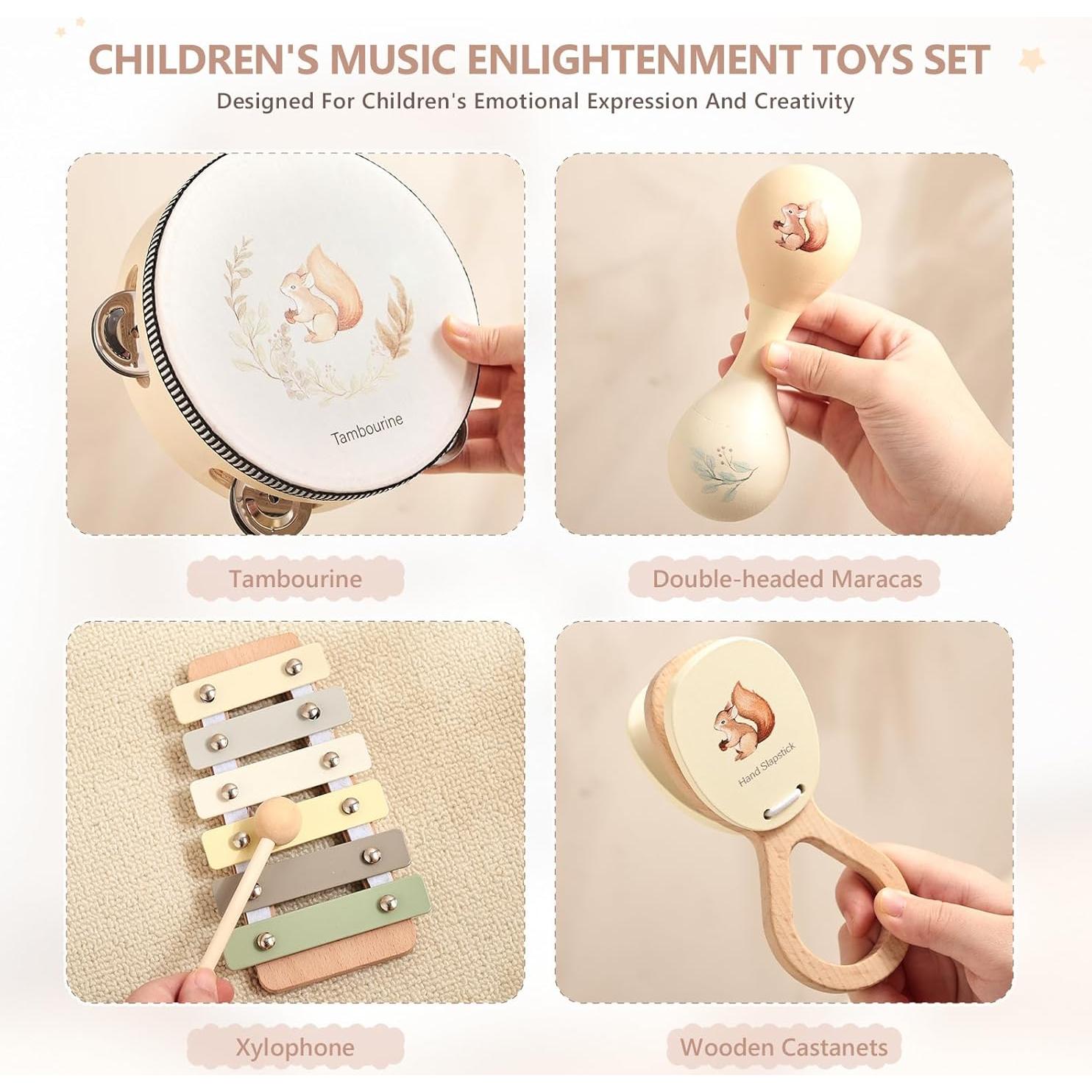 Juego de Instrumentos Musicales Montessori Let's Make - Set 4 en 1