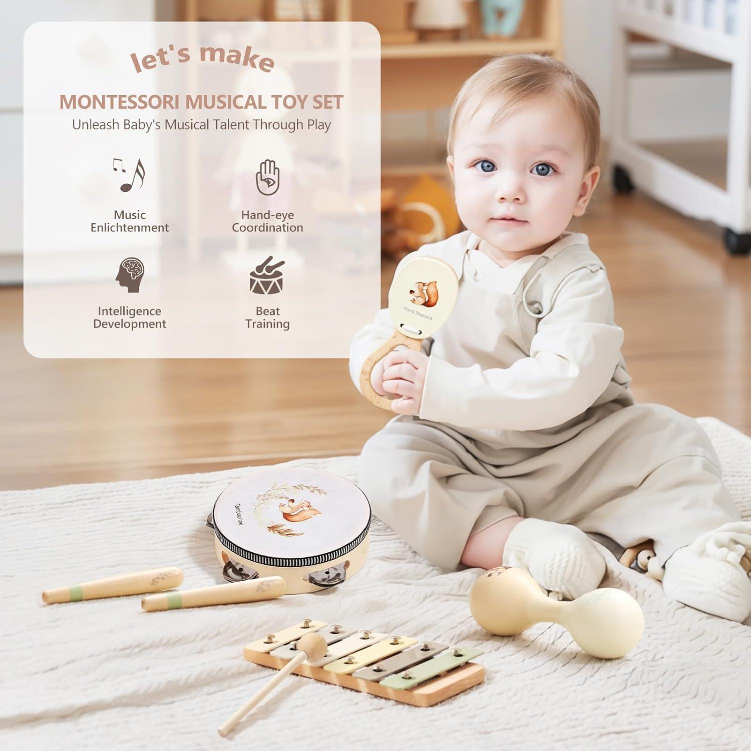 Juego de Instrumentos Musicales Montessori Let's Make - Set 4 en 1