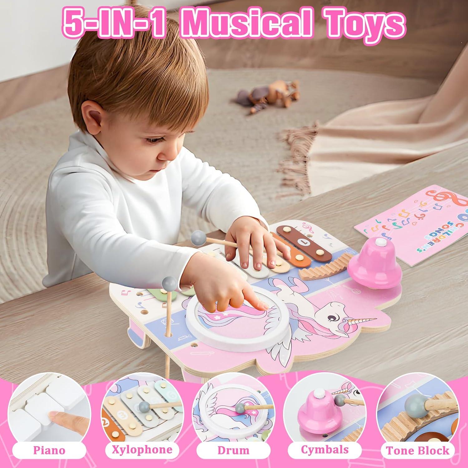 Juguete Musical 5 en 1 Doecaliph - Instrumentos de Madera Montessori
