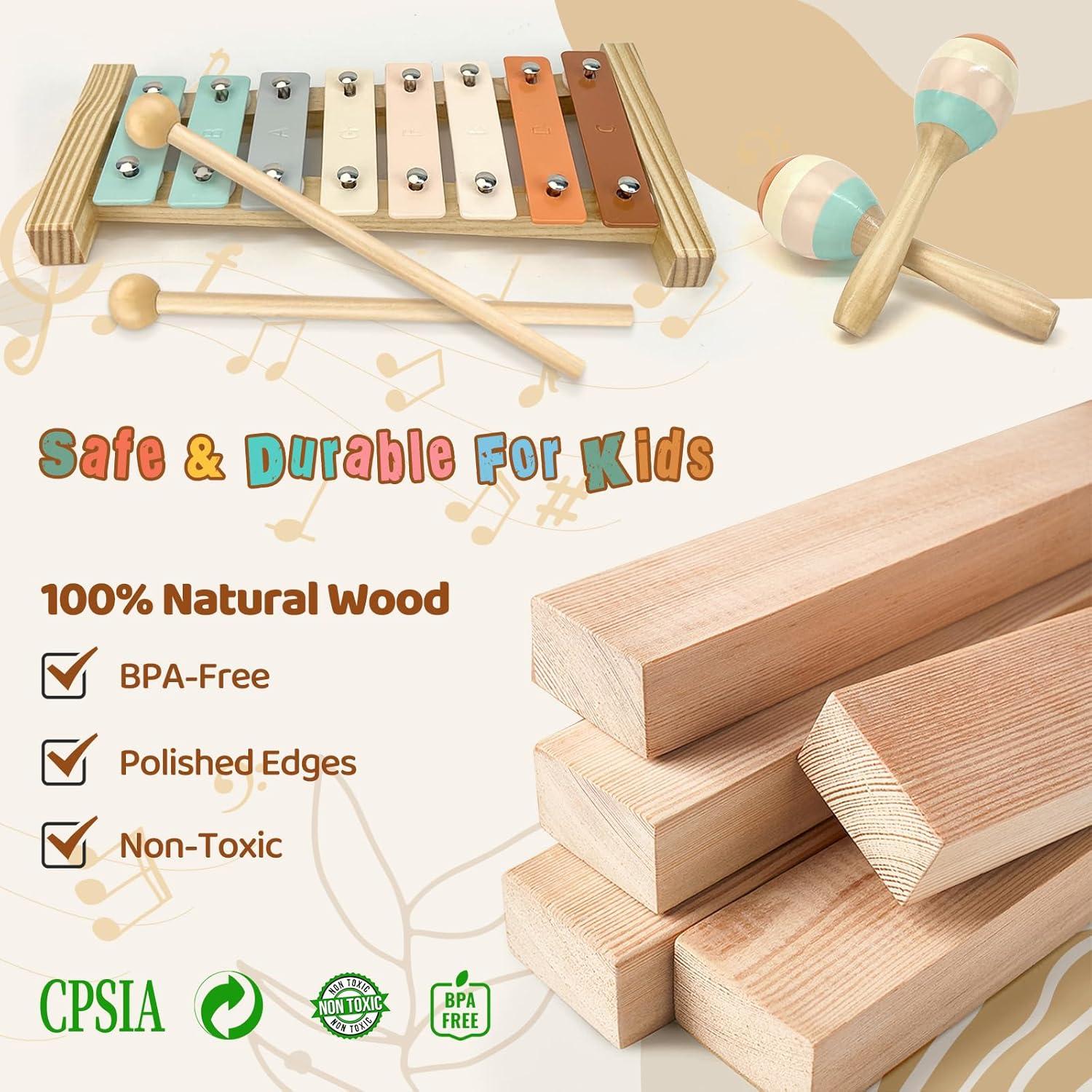Set de Instrumentos Musicales de Madera Montessori para Niños 1-3 Años
