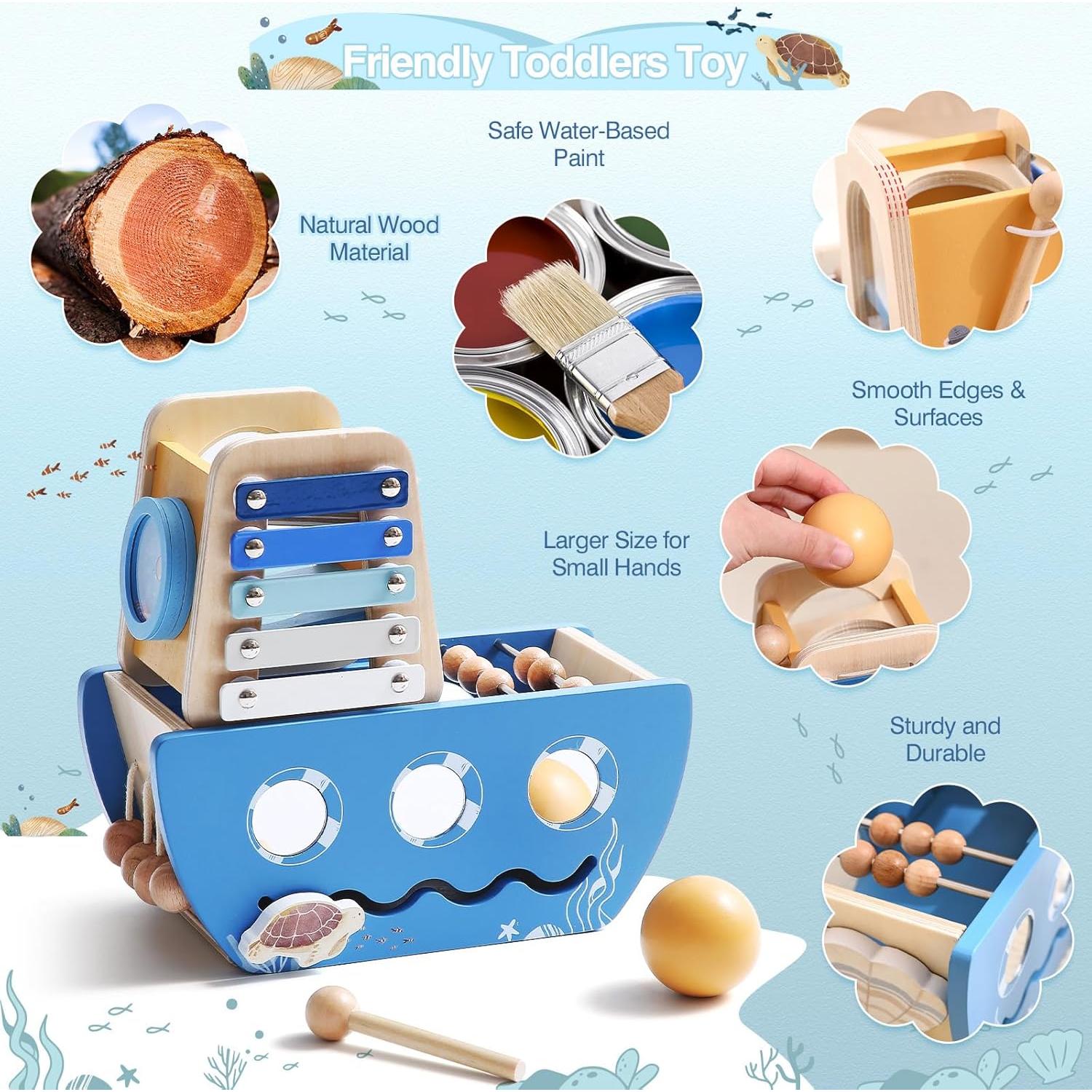 Cubo de Actividad de Madera 8-en-1 Vamos a Hacer - Juguete Montessori