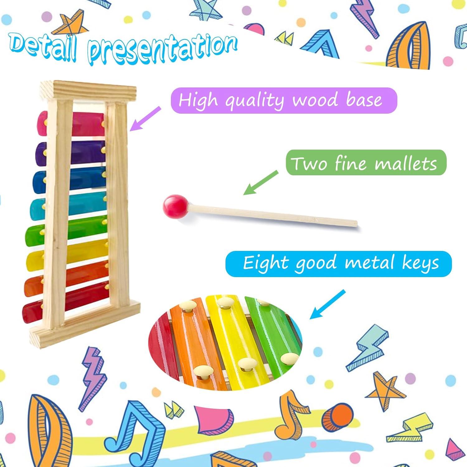 Xilófono de Madera Blvochnnt para Niños 8 Teclas Educativo