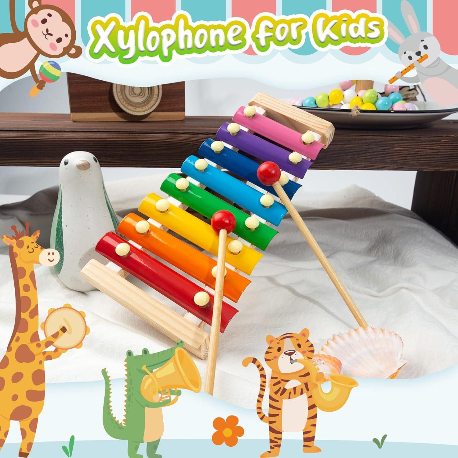 Xilófono Musical de Madera LovesTown, 8 Teclas Arcoíris, Educativo