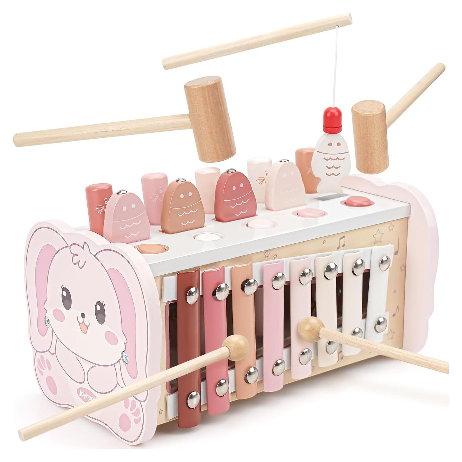 Juguete Montessori Joyreal Martillo Rosa con Xilófono y Pesca
