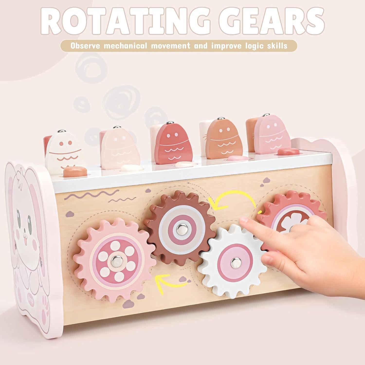 Juguete Montessori Joyreal Martillo Rosa con Xilófono y Pesca