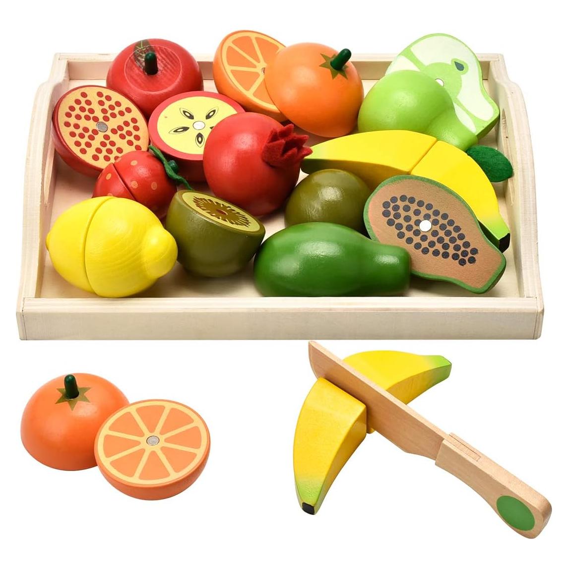 Set de Comida de Madera CARLORBO - 9 Frutas Cortables para Niños