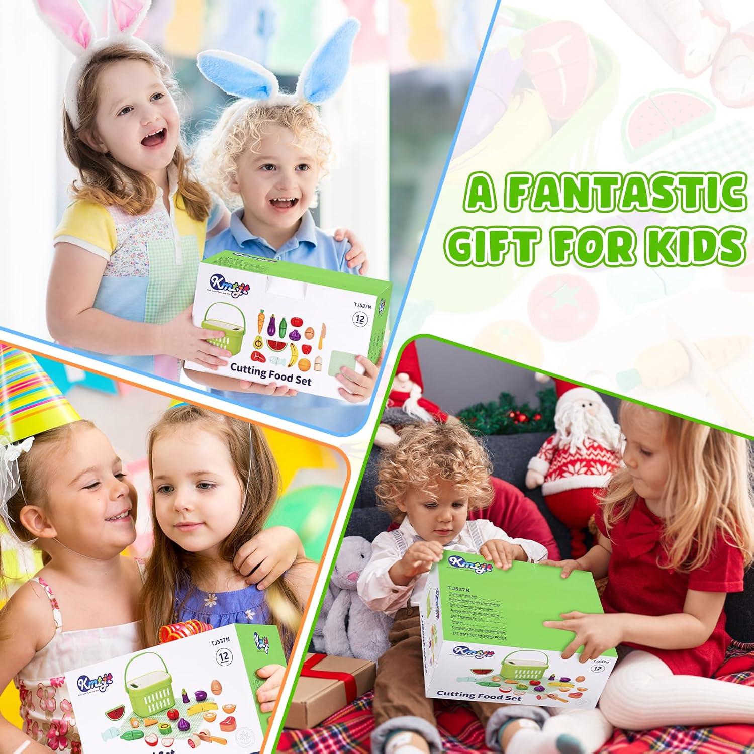 Juego de Comida de Madera KMTJT - 32 Piezas para Cortar