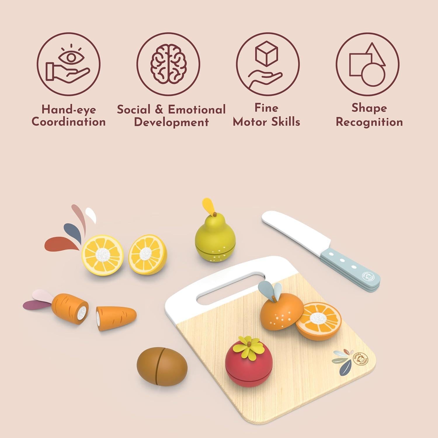 Juego de Cortar Frutas y Verduras Speedy Monkey - Juguete Educativo