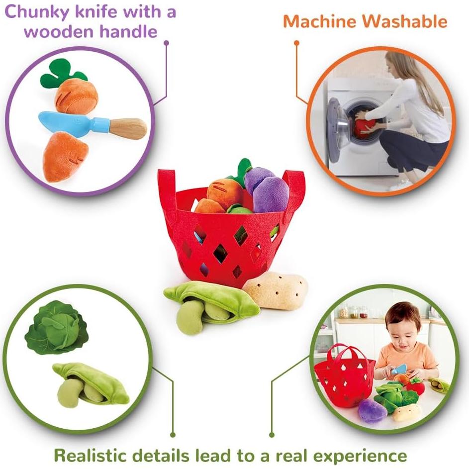 Cesta de Verduras Hape para Niños | Juguete de Alimentos Suave