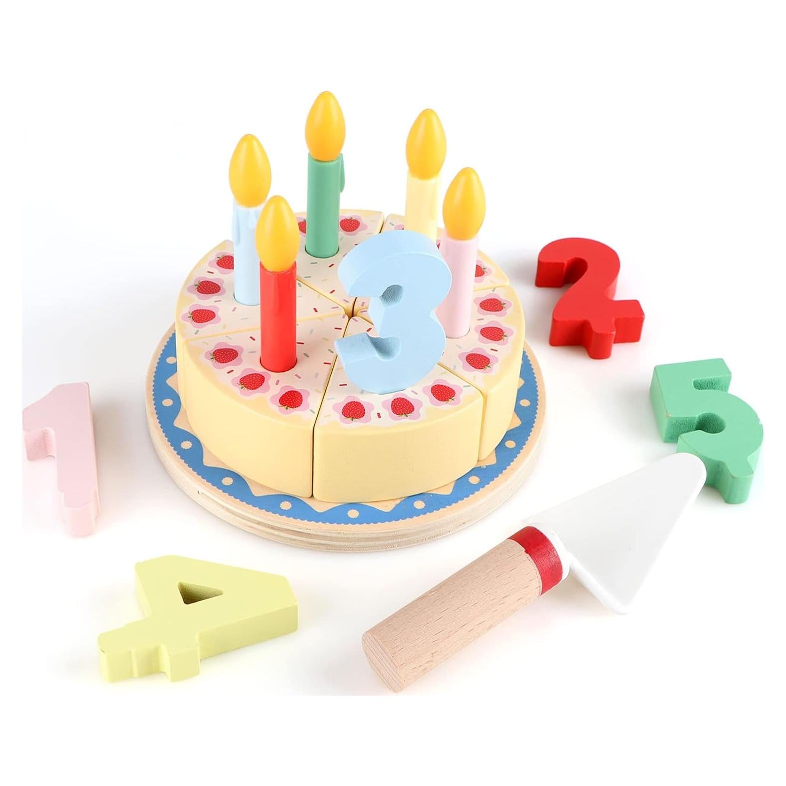 Juego de Corte de Pastel de Madera Steventoys con Velas y Números