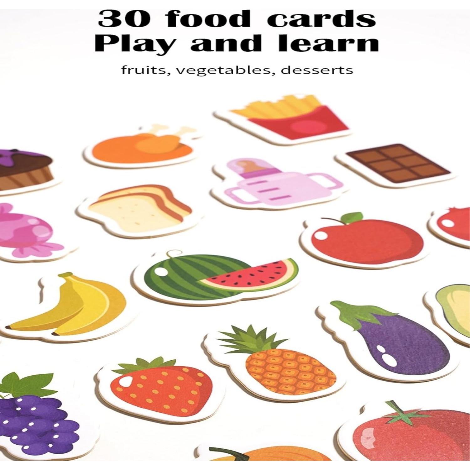 Set de Comida de Juego Montessori YECHISY - Juguete de Madera 30 Piezas