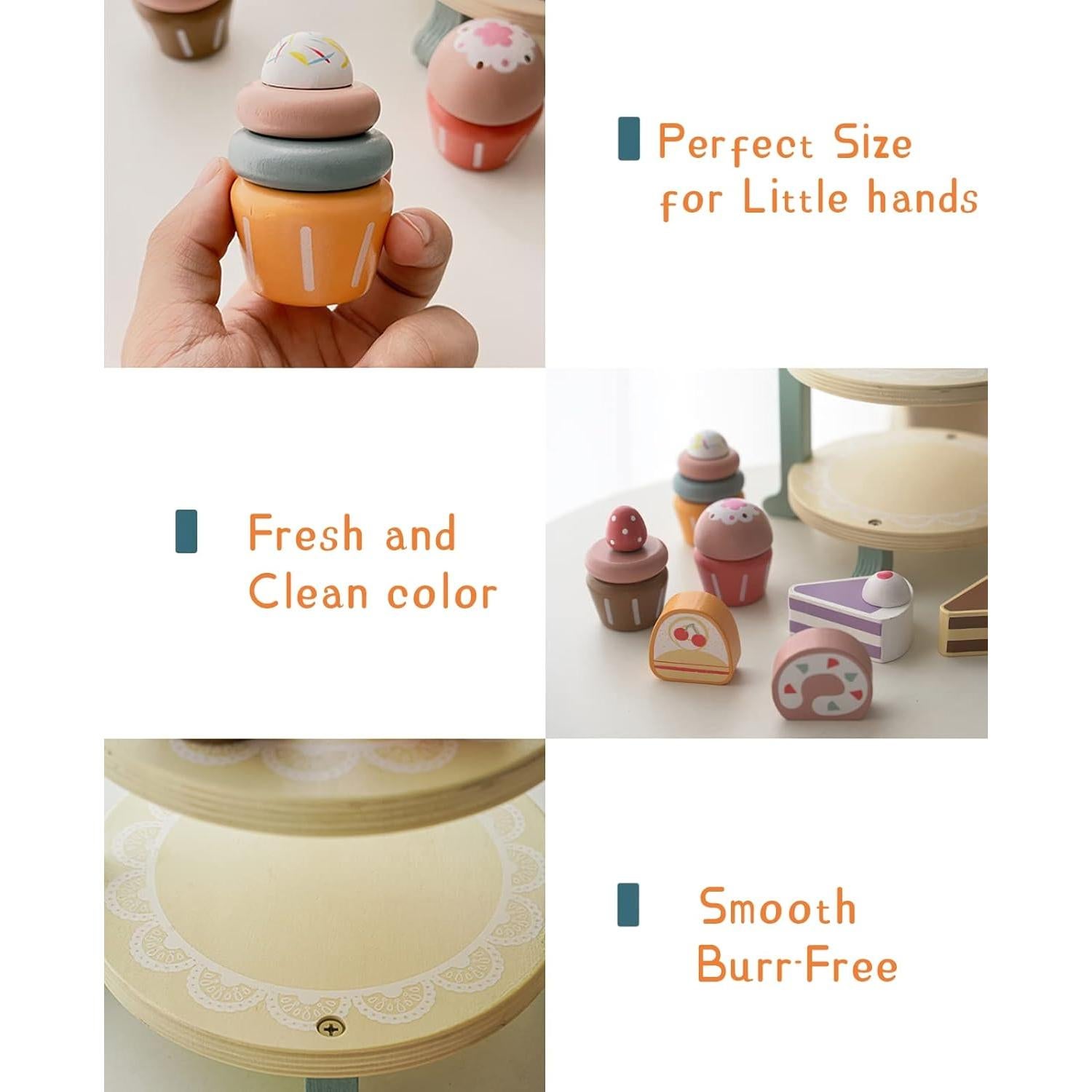 Juego de Comida de Postre de Madera MIKNEKE para Niños