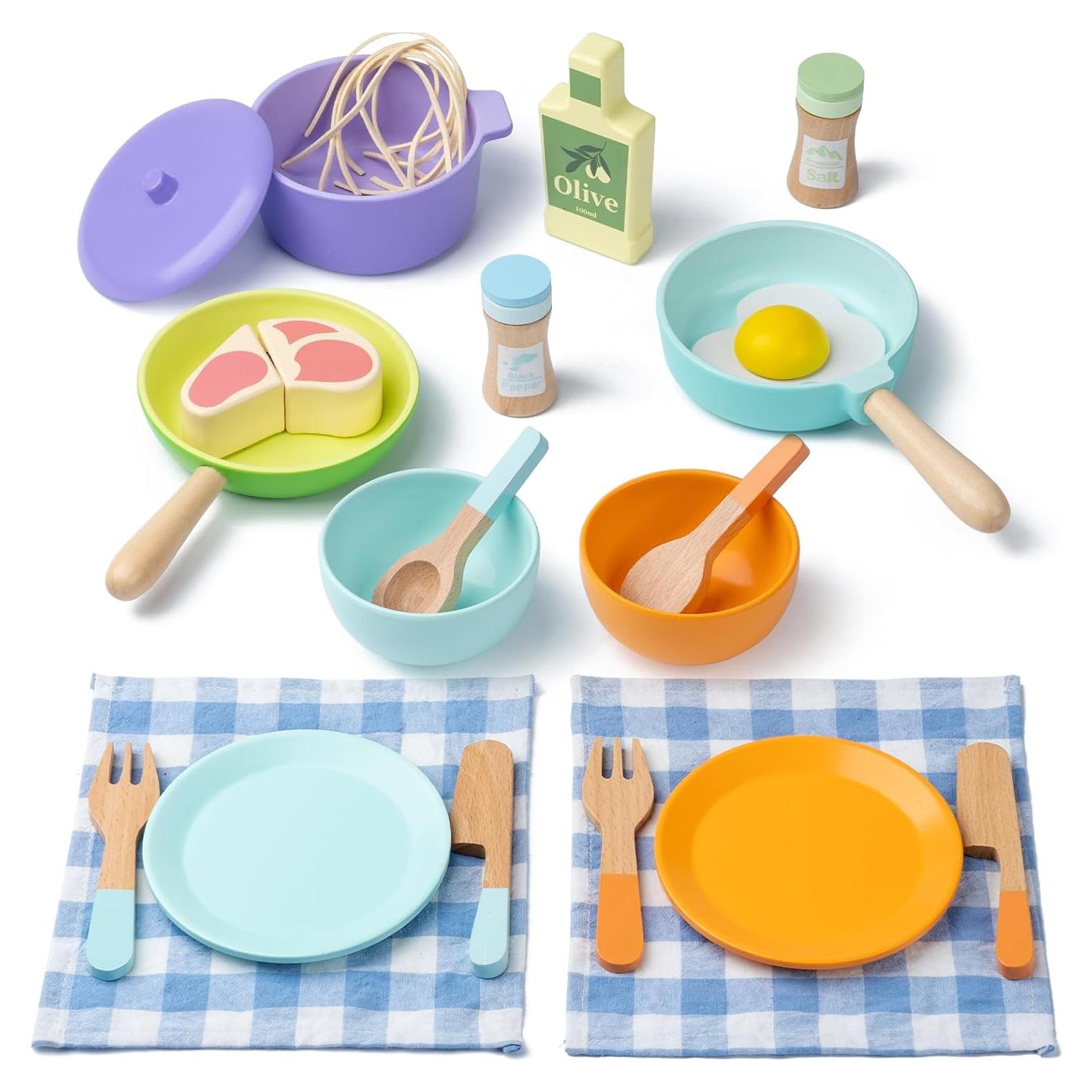 Juego de Cocina de Madera Montessori para Niños 3-5 Años