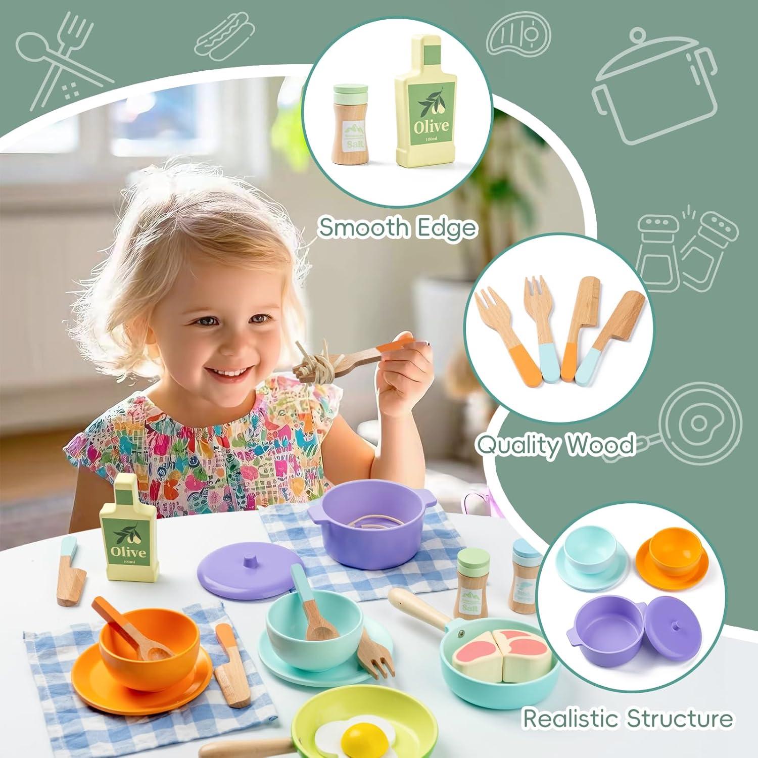 Juego de Cocina de Madera Montessori para Niños 3-5 Años