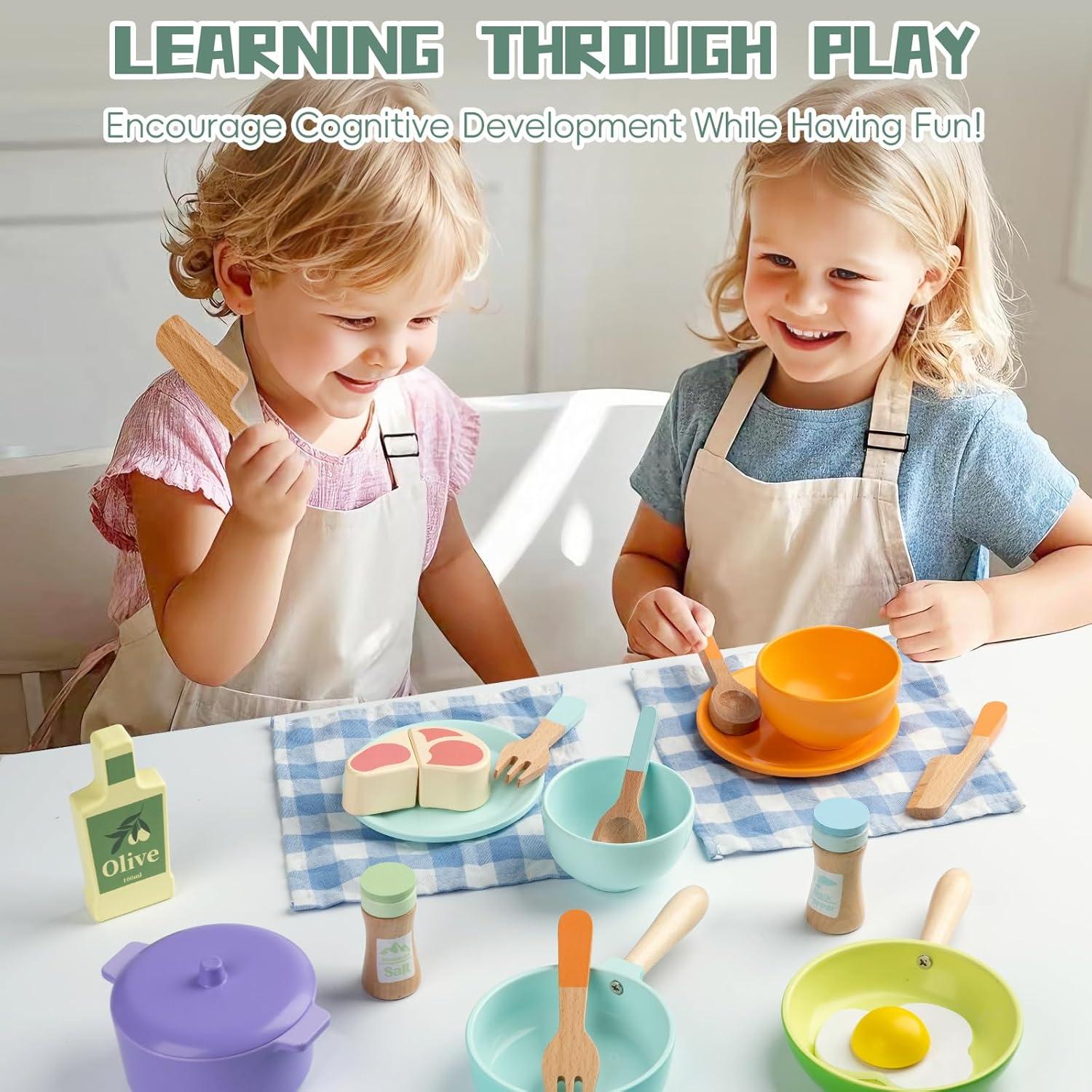 Juego de Cocina de Madera Montessori para Niños 3-5 Años
