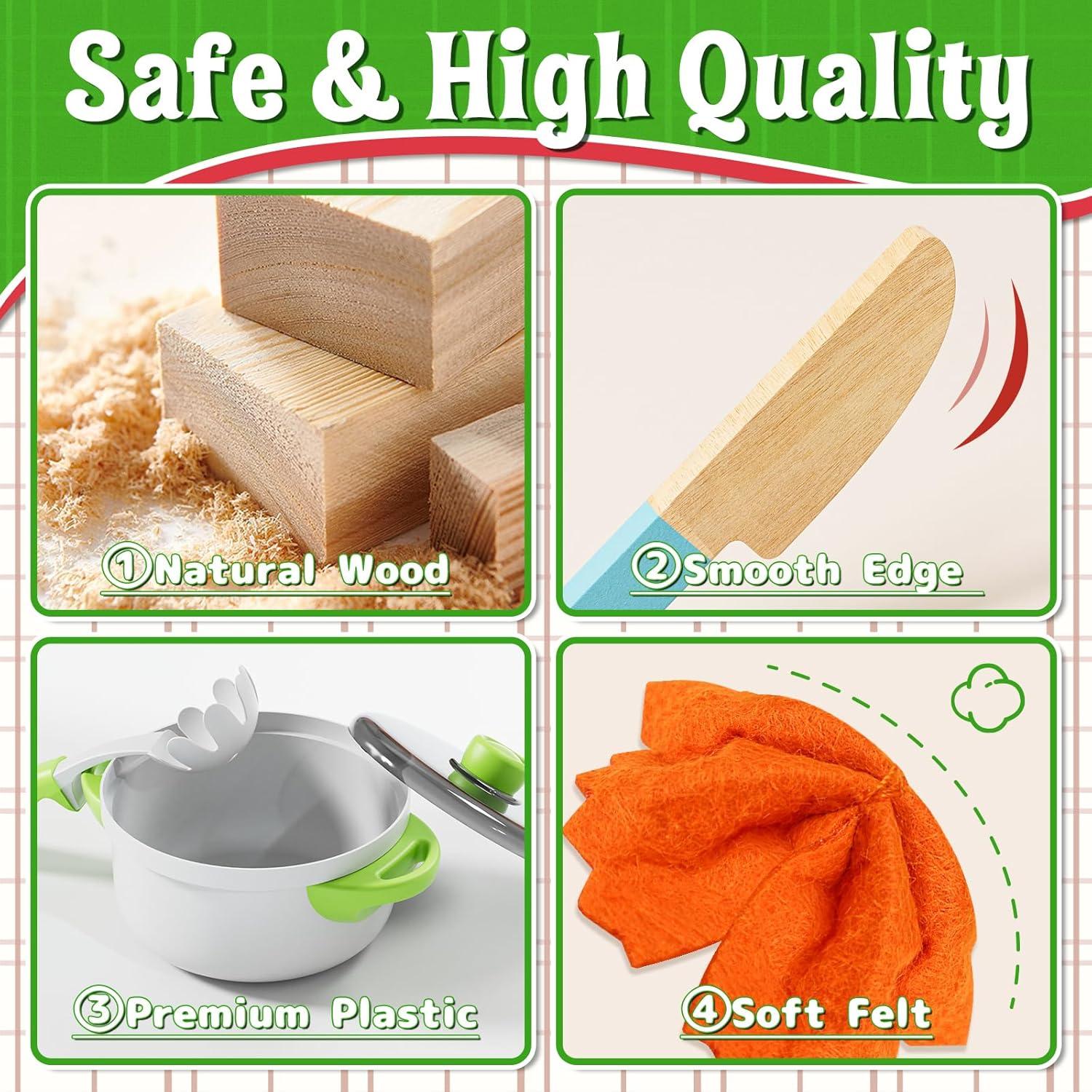 Conjunto de Comida de Juguete de Madera Lehoo Castle 22x19cm