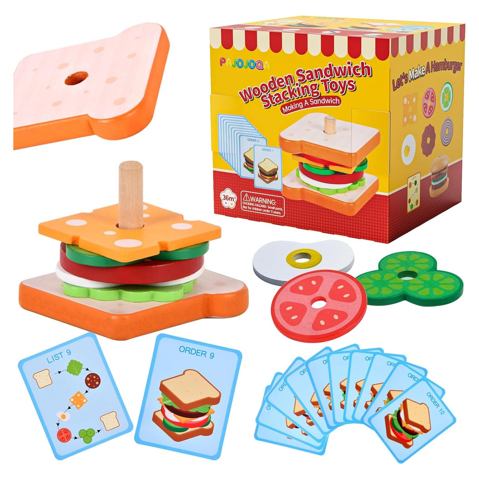 Juguete de Apilamiento de Sándwich de Madera Pajojoqa - Educativo 3+