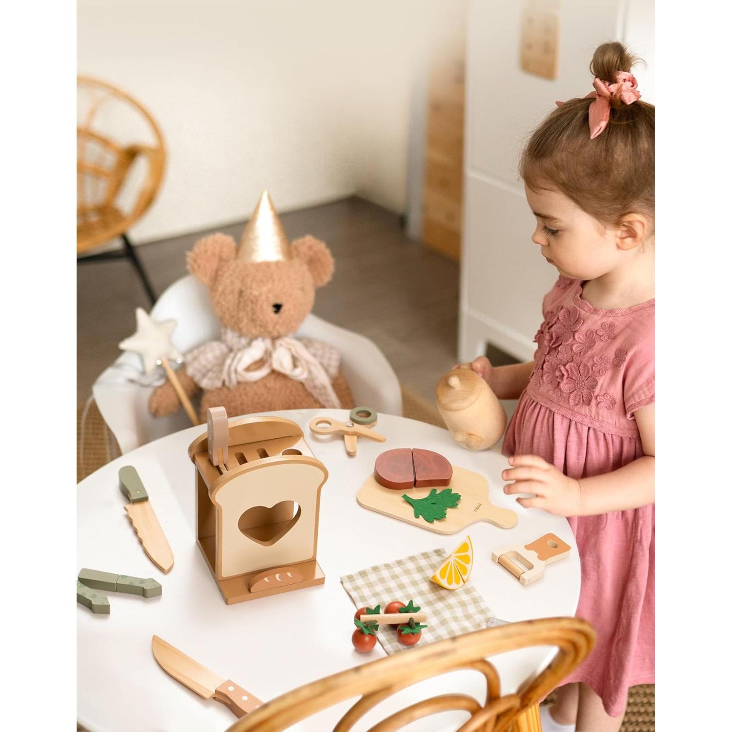 Set de cuchillos de cocina de madera ROBUD 16 piezas para niños