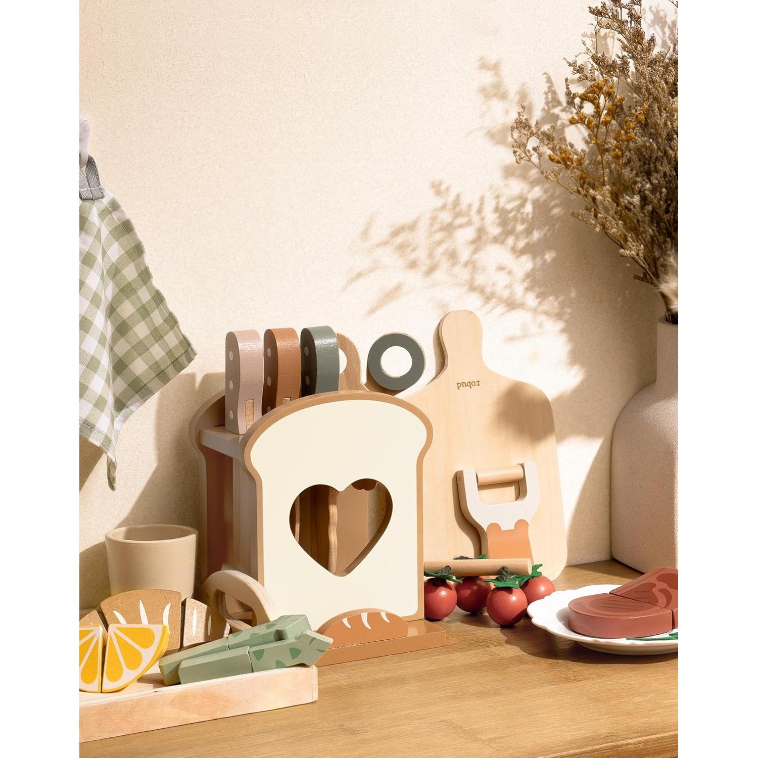 Set de cuchillos de cocina de madera ROBUD 16 piezas para niños