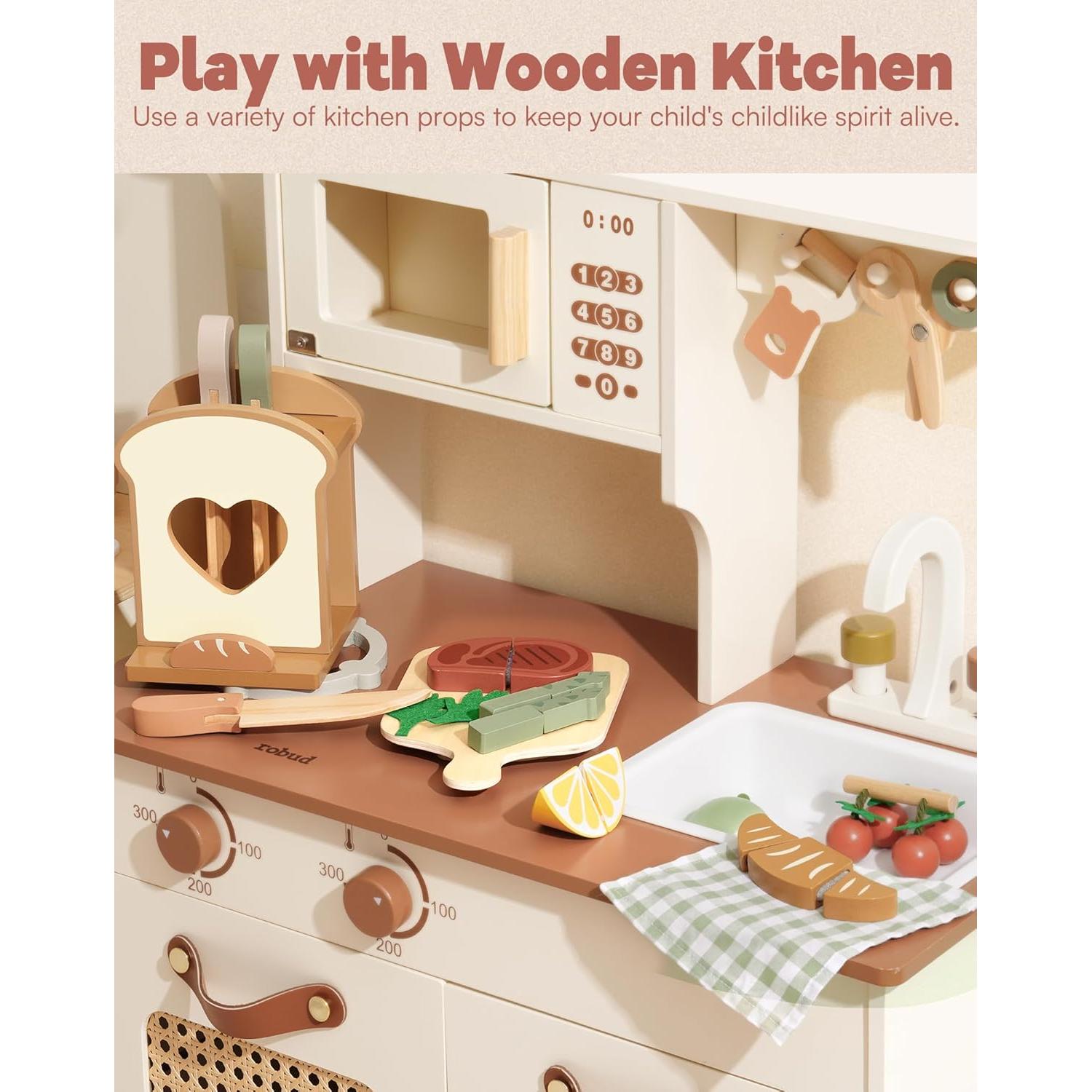 Set de cuchillos de cocina de madera ROBUD 16 piezas para niños