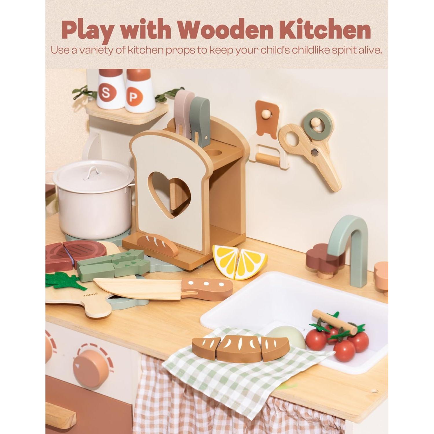 Set de cuchillos de cocina de madera ROBUD 16 piezas para niños