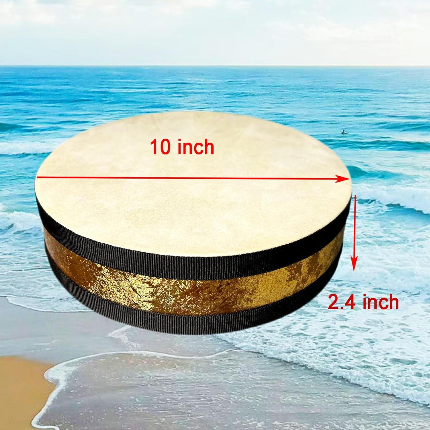 Tambor Oceánico TAOSKNE 25 cm Piel de Cabra Madera Natural