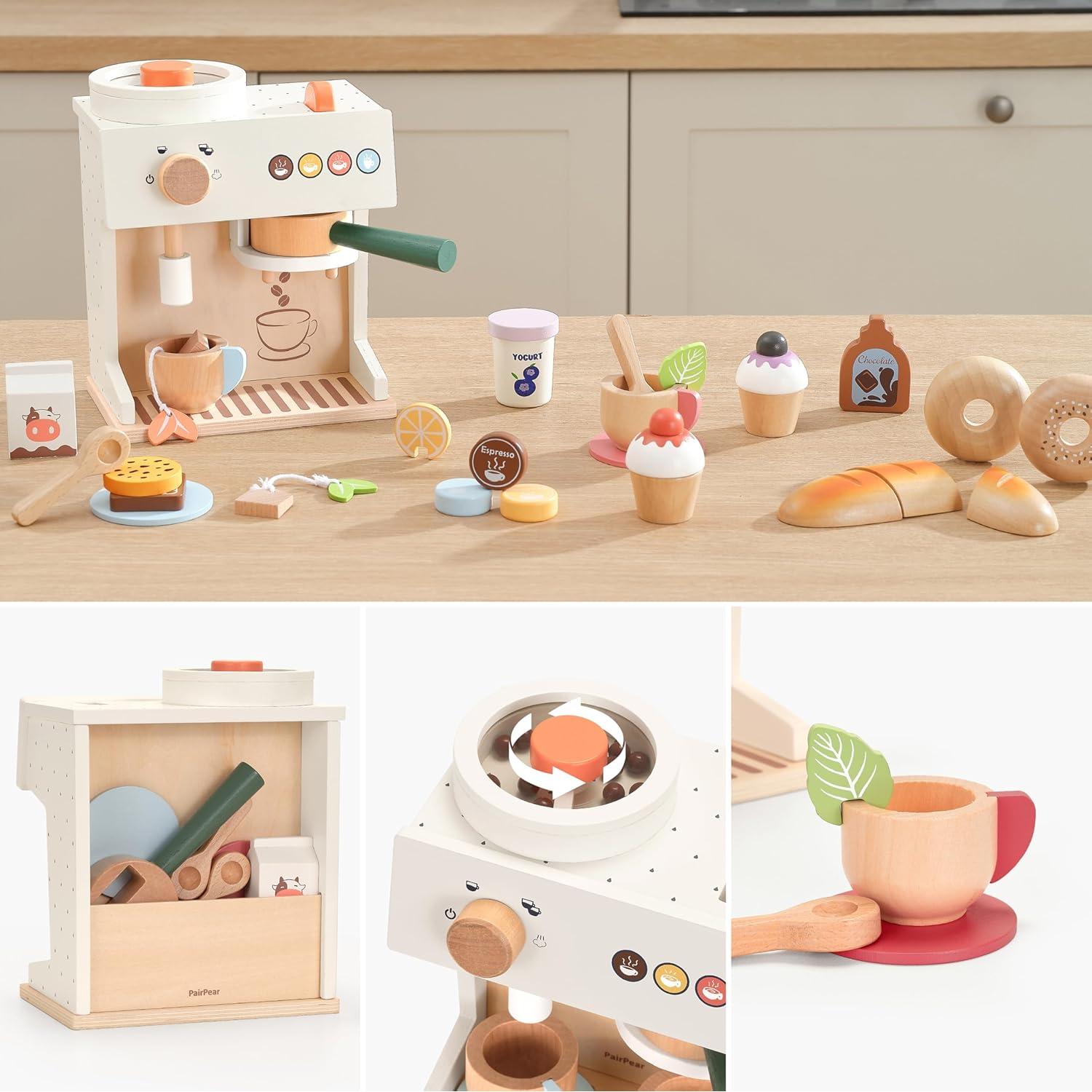 Juego de Rol Barista de Madera PairPear 18 Piezas para Niños